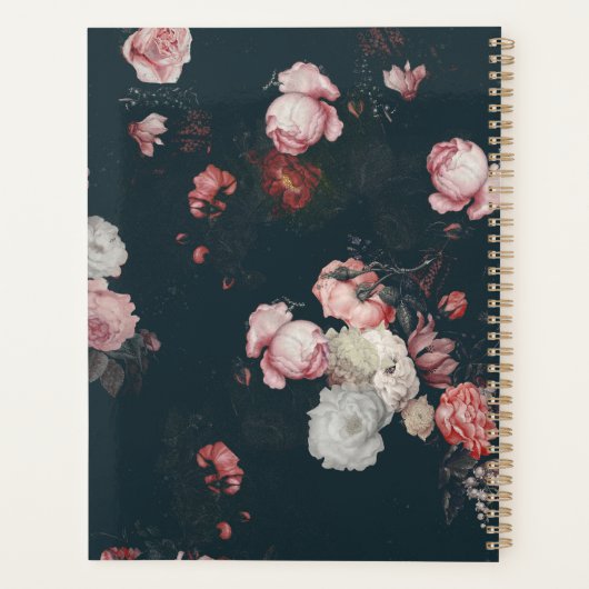 Elegant Dark Rich Chic Floral roze Roses Planner (Achterkant)