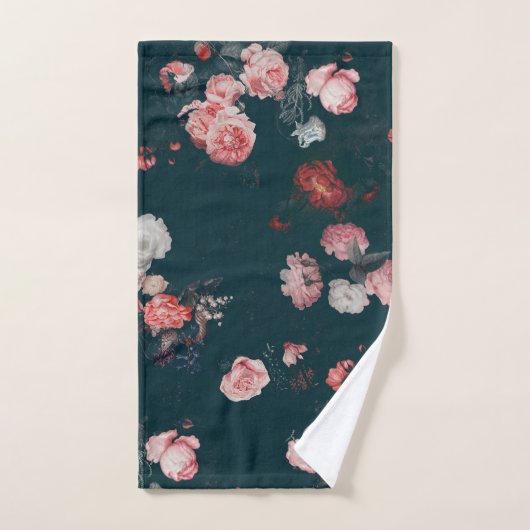 Elegant Dark Rich Dutch Floral roze Roses Bad Handdoek (Handdoek)
