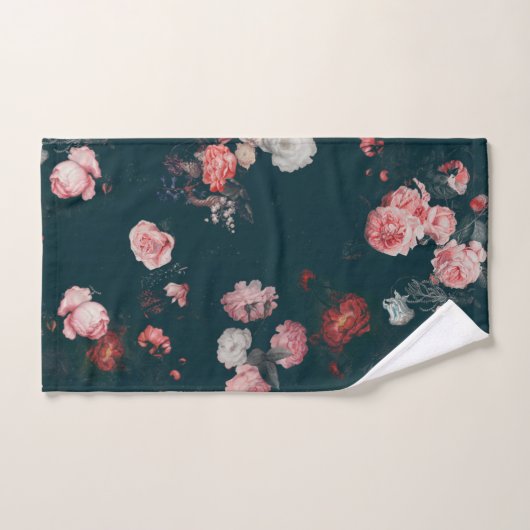 Elegant Dark Rich Dutch Floral roze Roses Bad Handdoek (Handdoek)