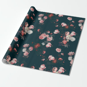Elegant Dark Rich Dutch Floral roze Roses Cadeaupapier