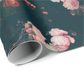Elegant Dark Rich Dutch Floral roze Roses Cadeaupapier (Rol Hoek)