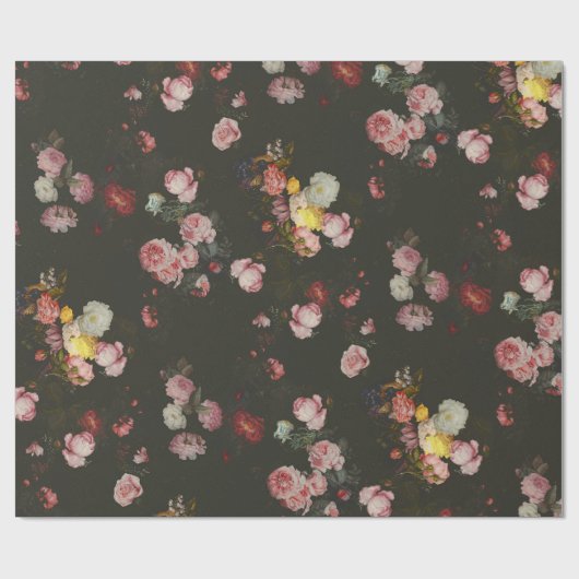 Elegant Dark Rich Dutch Floral roze Roses Cadeaupapier (Vlak)