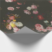 Elegant Dark Rich Dutch Floral roze Roses Cadeaupapier (Hoek)