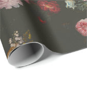 Elegant Dark Rich Dutch Floral roze Roses Cadeaupapier (Rol Hoek)