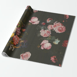Elegant Dark Rich Dutch Floral roze Roses Cadeaupapier