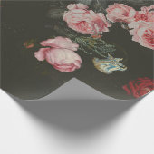 Elegant Dark Rich Dutch Floral roze Roses Cadeaupapier (Hoek)