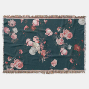 Elegant Dark Rich Dutch Floral roze Roses Deken