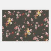 Elegant Dark Rich Dutch Floral roze Roses Inpakpapier Vel (Voorkant 3)