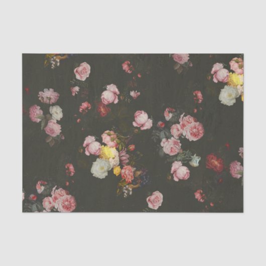 Elegant Dark Rich Dutch Floral roze Roses Tissuepapier (Voorkant)