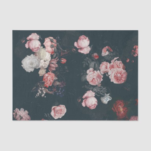 Elegant Dark Rich Dutch Floral roze Roses Tissuepapier (Voorkant)