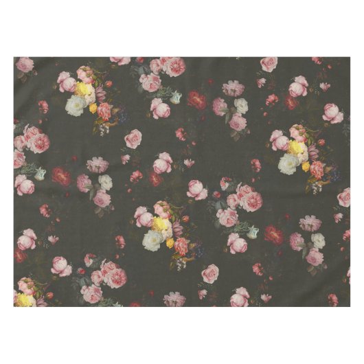 Elegant Dark Rich Floral roze Roses Tafelkleed (Voorkant (Horizontaal))