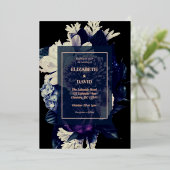 Elegant Dark Romantic Floral Wedding Folie Uitnodiging (Staand Voorkant)