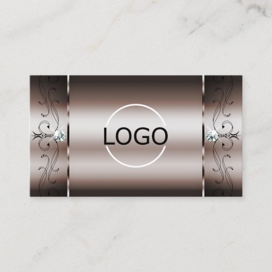 Elegant Dark Roos Gold Squiggings Jewels Logo Foto Visitekaartje (Voorkant)