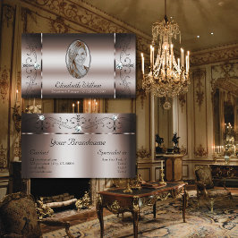 Elegant Dark Roos Gold Squiggins met foto's Visitekaartje