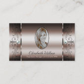 Elegant Dark Roos Gold Squiggins met foto's Visitekaartje (Voorkant)