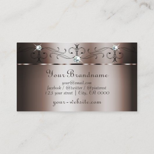 Elegant Dark Roos Gold Squiggins Visitekaartje (Achterkant)