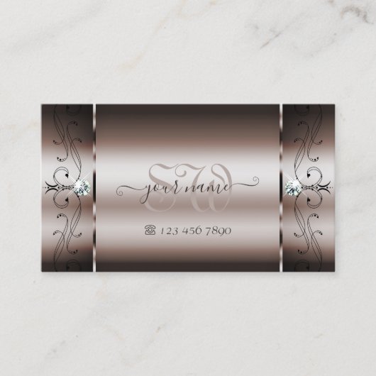 Elegant Dark Roos Gold Squiggins Visitekaartje (Voorkant)