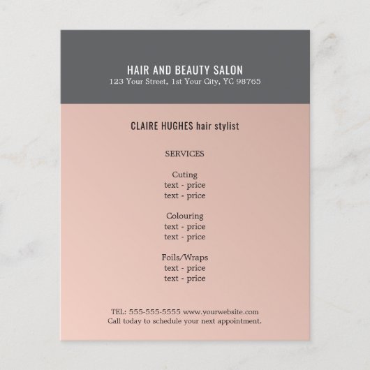 Elegant Dark Roos Grey Beauty Salon Flyer (Voorkant)