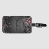  Elegant Dark Rozen Monogram Bagagelabel (Voorkant (horizontaal))