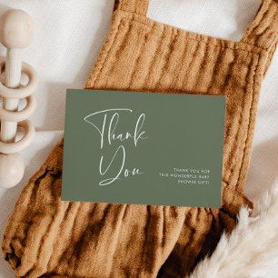 Elegant Dark Sage Green Baby shower Bedankt