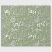 Elegant  Dark Sage Horses Floral Patter Cadeaupapier (Vlak)