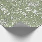 Elegant  Dark Sage Horses Floral Patter Cadeaupapier (Hoek)