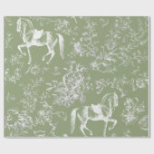 Elegant  Dark Sage Horses Floral Patter Cadeaupapier (Vlak)