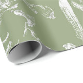 Elegant  Dark Sage Horses Floral Patter Cadeaupapier (Rol Hoek)