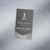 Elegant Dark Silver Damask Hair Salon Appointment Visitekaartje Magneet (Voorbeeld)