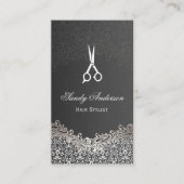 Elegant Dark Silver Damask - Hair Stylist Visitekaartje (Voorkant)