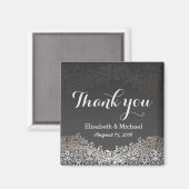 Elegant  Dark Silver Damask - Hartelijk dank Magneet (Voorkant / Achterkant)