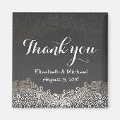 Elegant  Dark Silver Damask - Hartelijk dank Magneet (Voorkant)