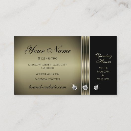 Elegant Dark Silver en Black Bright Rhinestones Visitekaartje (Achterkant)