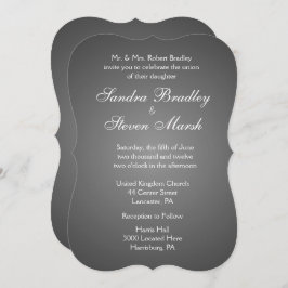 Elegant Dark Silver Wedding Invitation 5"x 7" Kaart