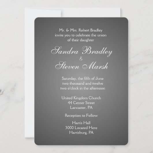 Elegant Dark Silver Wedding Invitations Kaart (Voorkant)