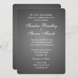 Elegant Dark Silver Wedding Invitations Kaart