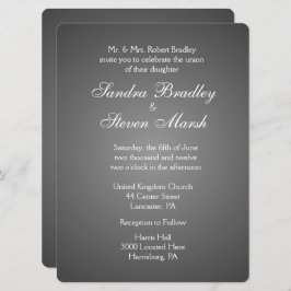 Elegant Dark Silver Wedding Invitations Kaart
