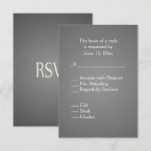 Elegant Dark Silver Wedding RSVP met Menu (Voorkant / Achterkant)