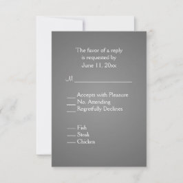 Elegant Dark Silver Wedding RSVP met Menu
