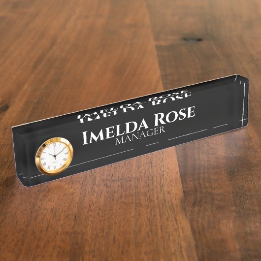 Elegant Dark Simple Manager Naambordje (Zijkant)