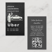 Elegant Dark Taxi Driver/Chauffeur QR Code Visitekaartje (Voorkant / Achterkant)