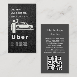 Elegant Dark Taxi Driver/Chauffeur QR Code Visitekaartje