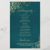 Elegant Dark Teal & Gold Budget Wedding Program (Achterkant)