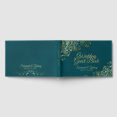 Elegant Dark Teal & Gold Stylish Wedding Gastenboek (Volledig)