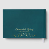 Elegant Dark Teal & Gold Stylish Wedding Gastenboek (Achterkant)