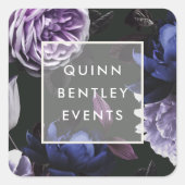 Elegant Dark Violet Floral - Aangepast Vierkante Sticker (Voorkant)