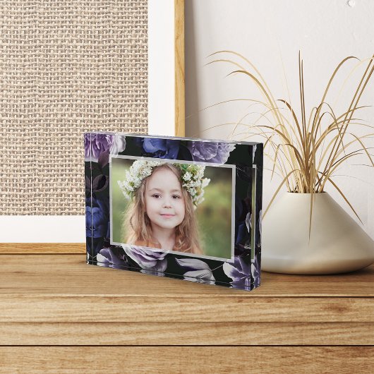 Elegant Dark Violet Floral Fotoblokken