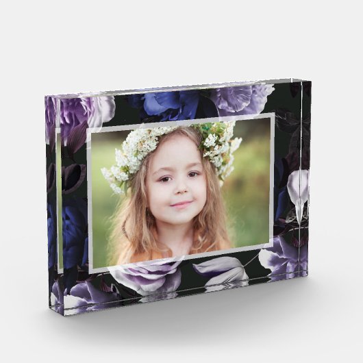 Elegant Dark Violet Floral Fotoblokken (Links)