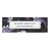 Elegant Dark Violet Floral Naambadge (Voorkant)