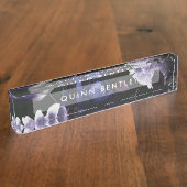 Elegant Dark Violet Floral Naambordje (Zijkant)